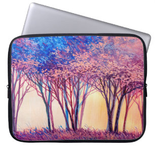 Oil painting colourful trees. Abstract image of fo Laptop Sleeve