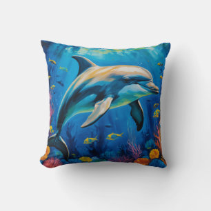 Oil Painting Dolphin Cushion