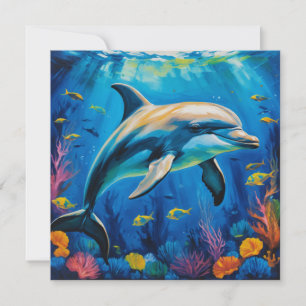 Oil Painting Dolphin Invitation