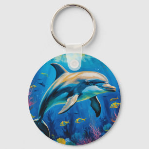 Oil Painting Dolphin Key Ring