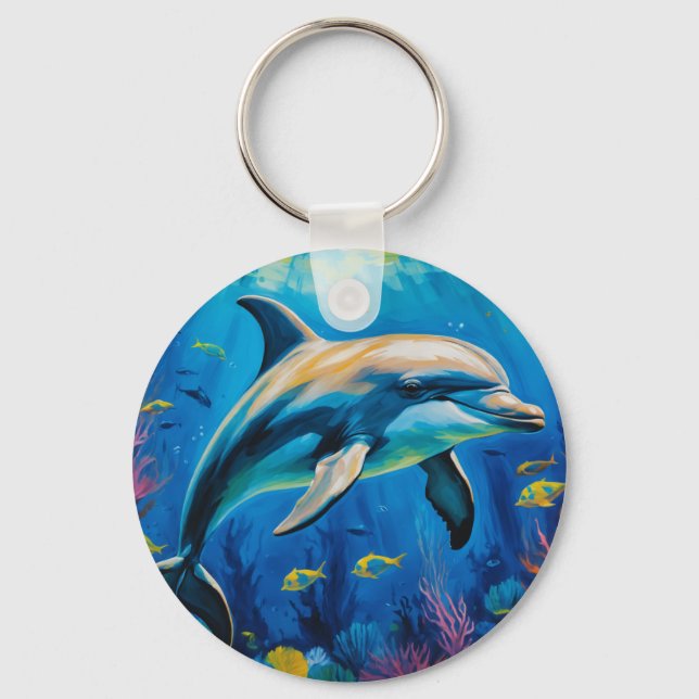 Oil Painting Dolphin Key Ring (Front)