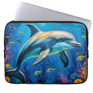 Oil Painting Dolphin Laptop Sleeve