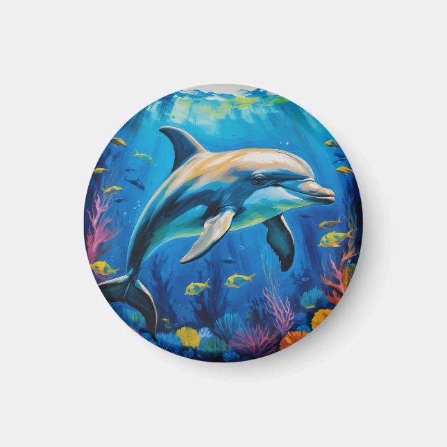 Oil Painting Dolphin Magnet (Front)