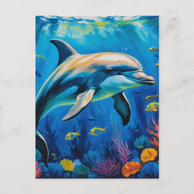 Oil Painting Dolphin Postcard (Front)