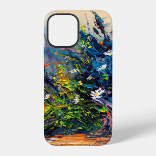 Oil painting flowers, cornflower, daisy in fields. iPhone 12 case