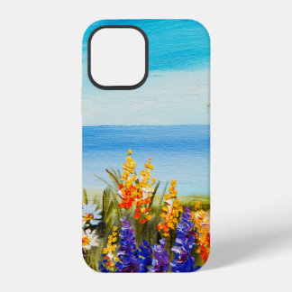 oil painting flowers near the sea, camomile field, iPhone 12 case