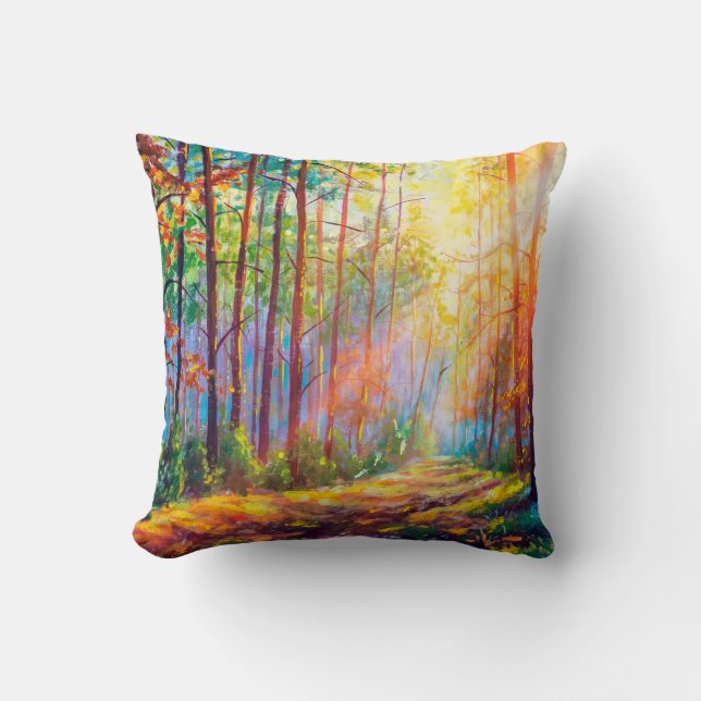  oil painting gorgeous forest in autumn, scenic la cushion (Front)
