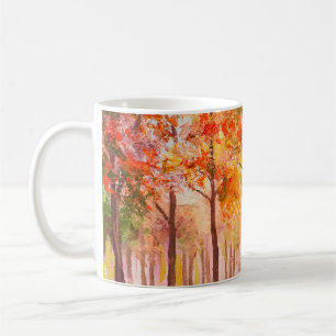 Oil painting landscape - colourful autumn forest coffee mug