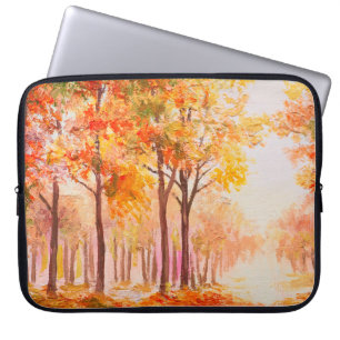 Oil painting landscape - colourful autumn forest laptop sleeve