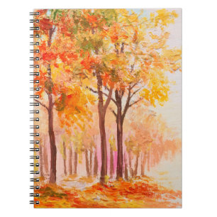 Oil painting landscape - colourful autumn forest notebook