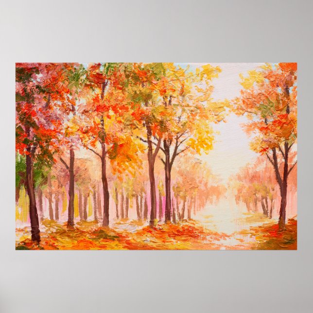 Oil painting landscape - colourful autumn forest poster (Front)