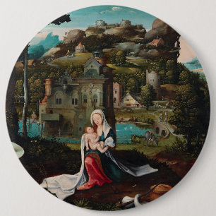 Oil painting love wood wall art 6 cm round badge