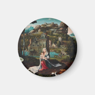 Oil painting love  wood wall art magnet