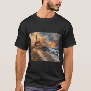 Oil Painting of a Lighthouse on an Island 3 T-Shirt