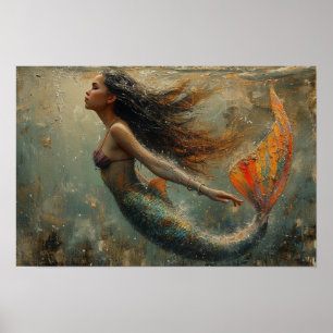 Oil Painting of a Mermaid Poster