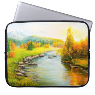oil painting of beautifl autumn landscape, forest laptop sleeve