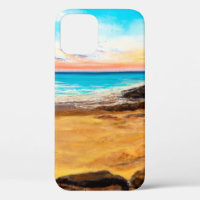 oil painting of beautiful golden sunset over ocea