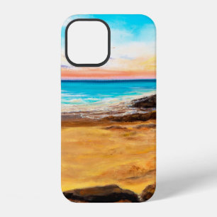oil painting of beautiful golden sunset over ocea iPhone 12 case