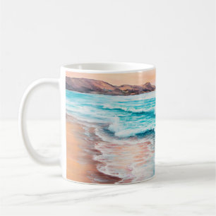  oil painting of beautiful purple sunset over ocea coffee mug