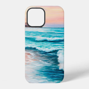 oil painting of beautiful purple sunset over ocea iPhone 12 case