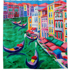 oil painting of beautiful Venice, Italy on canvas Shower Curtain