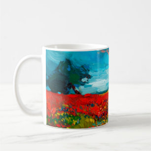 oil painting of fields of flowers on canvas. Coun Coffee Mug