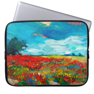 oil painting of fields of flowers on canvas. Coun Laptop Sleeve
