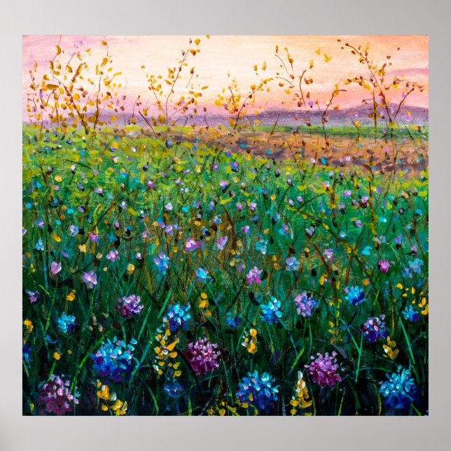  oil painting of flowers, beautiful field flowers  poster (Front)