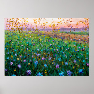  oil painting of flowers, beautiful field flowers  poster