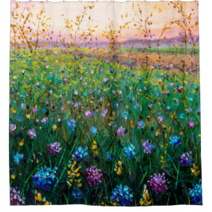  oil painting of flowers, beautiful field flowers  shower curtain