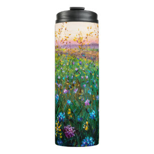 oil painting of flowers, beautiful field flowers thermal tumbler