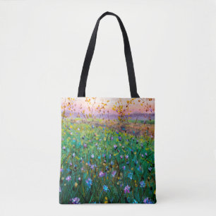 oil painting of flowers, beautiful field flowers tote bag