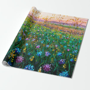 oil painting of flowers, beautiful field flowers wrapping paper