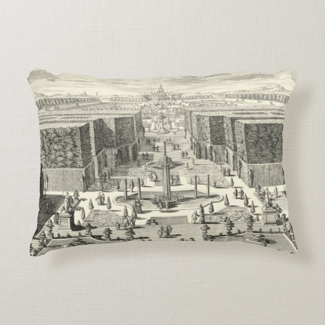 Oil Painting of Fountains at Garden of Versailles Decorative Cushion (Front)