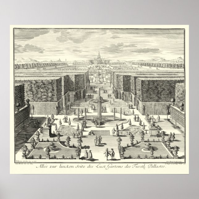 Oil Painting of Fountains at Garden of Versailles Poster (Front)