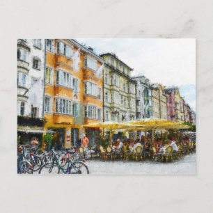 Oil painting of Innsbruck Cityscape Tirol Postcard