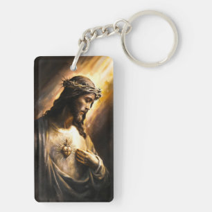 Oil Painting of Jesus Christ with Sacred Heart Key Ring