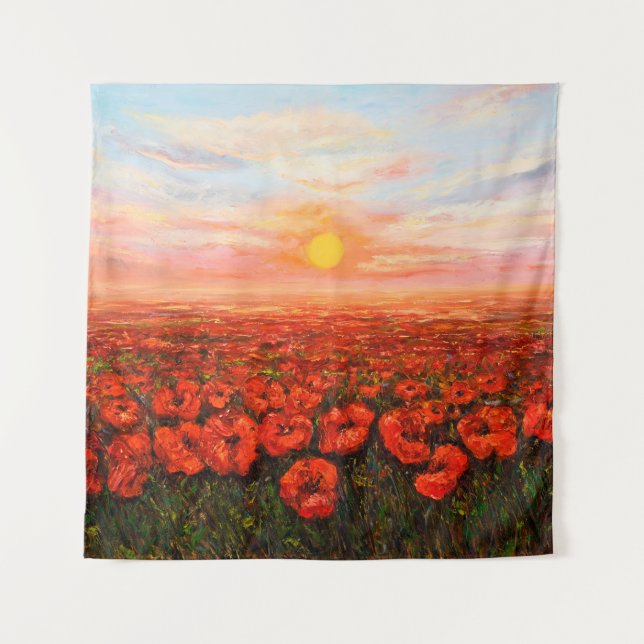  oil painting of Opium poppy( Papaver somniferum)  Tapestry (Front)