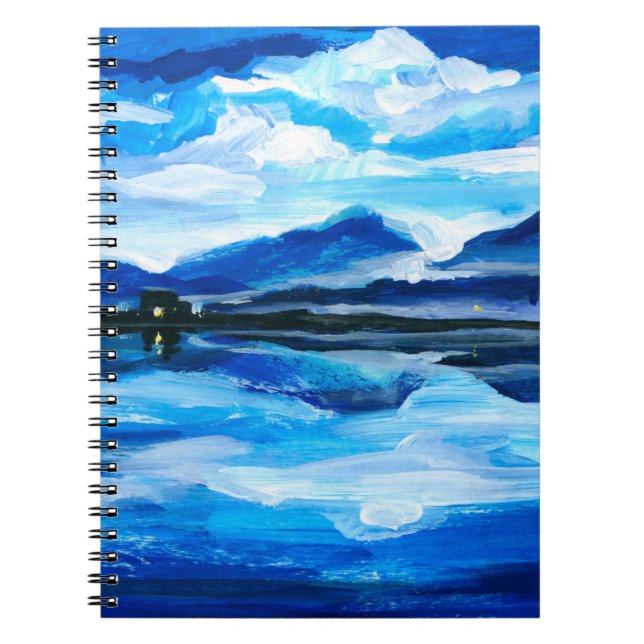  Oil Painting of the twilight on mountain lake. Al Notebook (Front)