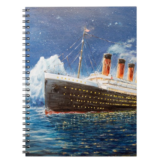  oil painting of Titanic and iceberg in ocean at n Notebook (Front)