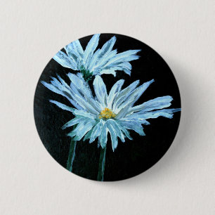 oil painting of white daisy flowers modern art 6 cm round badge