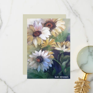 Oil painting of yellow daisies  thank you card