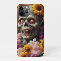Oil Painting of Zombie in Flower Field Halloween