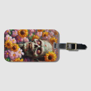 Oil Painting of Zombie in Flower Field Halloween Luggage Tag
