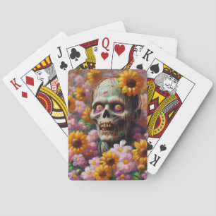 Oil Painting of Zombie in Flower Field Halloween Playing Cards