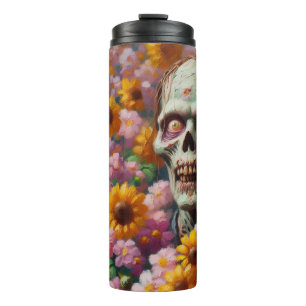Oil Painting of Zombie in Flower Field Halloween Thermal Tumbler