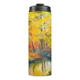 oil painting on canvas - autumn forestpaint, oil,a thermal tumbler