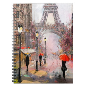 oil painting on canvas, street view of Paris. Artw Notebook
