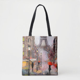oil painting on canvas, street view of Paris. Artw Tote Bag