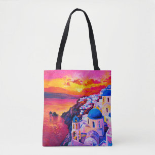oil painting on canvas. Sunset over the island. M Tote Bag